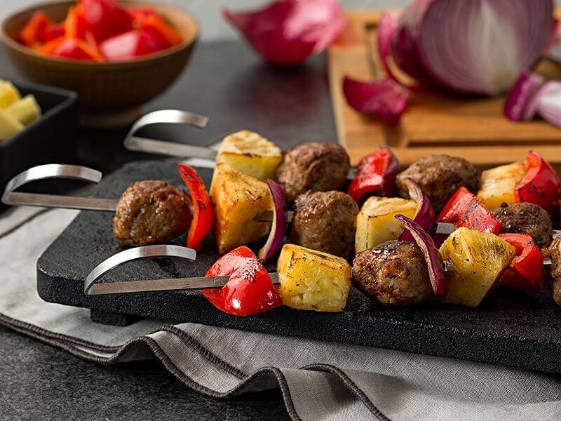 Teriyaki Skewers with Meatballs